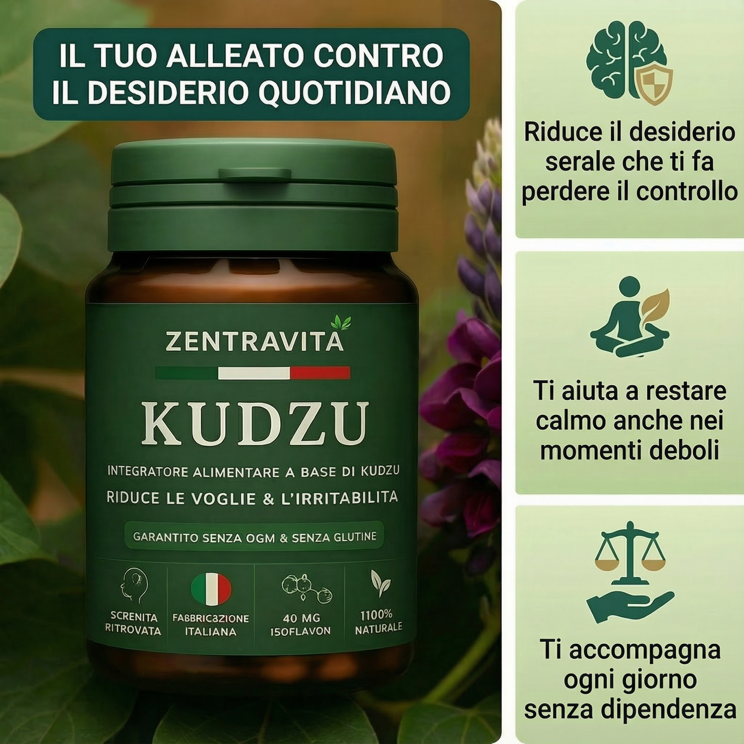 Kudzu Zentravita - 40 mg di isoflavoni – 100% naturale